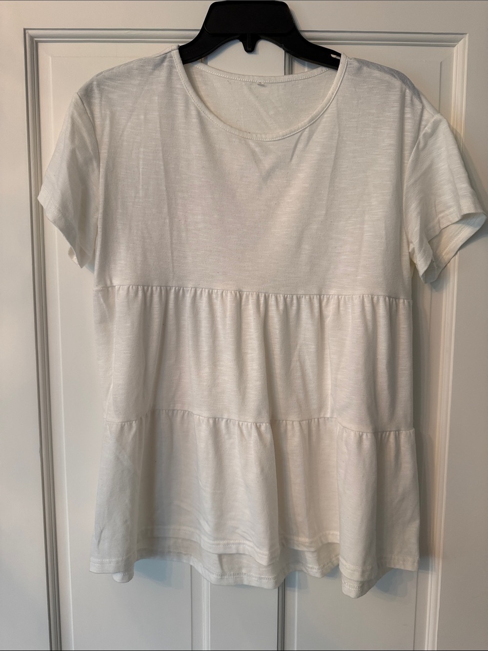 Amazon White Short Sleeve Tiered Peplum Tee